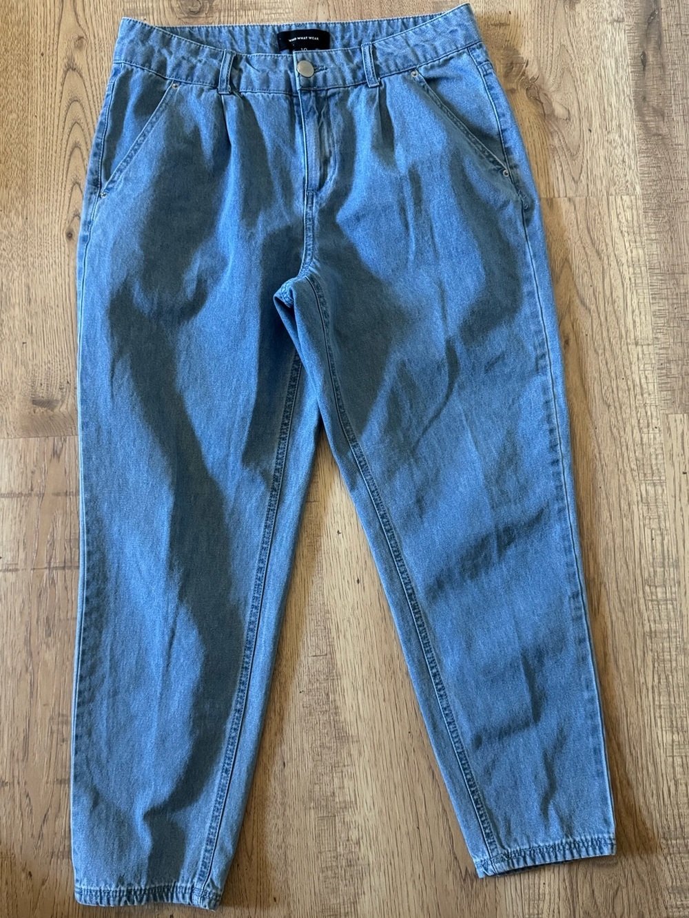 Who What Wear Blue High Rise Cropped Tapered Mom Jeans Size 10